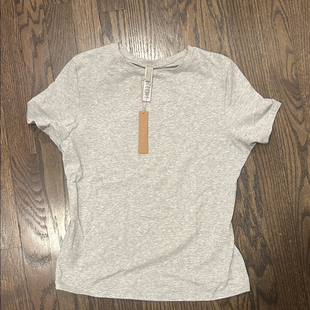 Skims Grey Cotton Jersey Tee